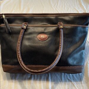 Elegant Black and Brown Leather Tote Bag